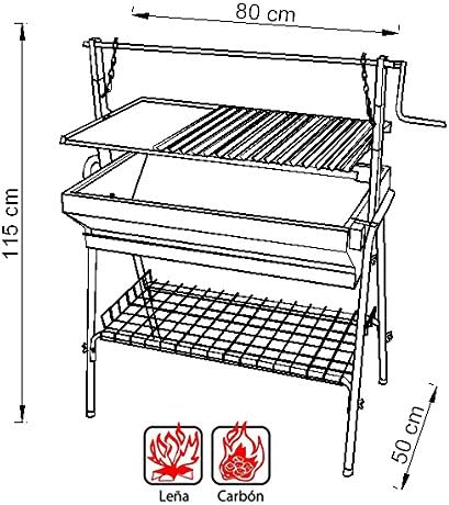Imex EL ZORRO 71764 - Churrasqueira com Grelha e Elevador, Preta, 80x50x115cm