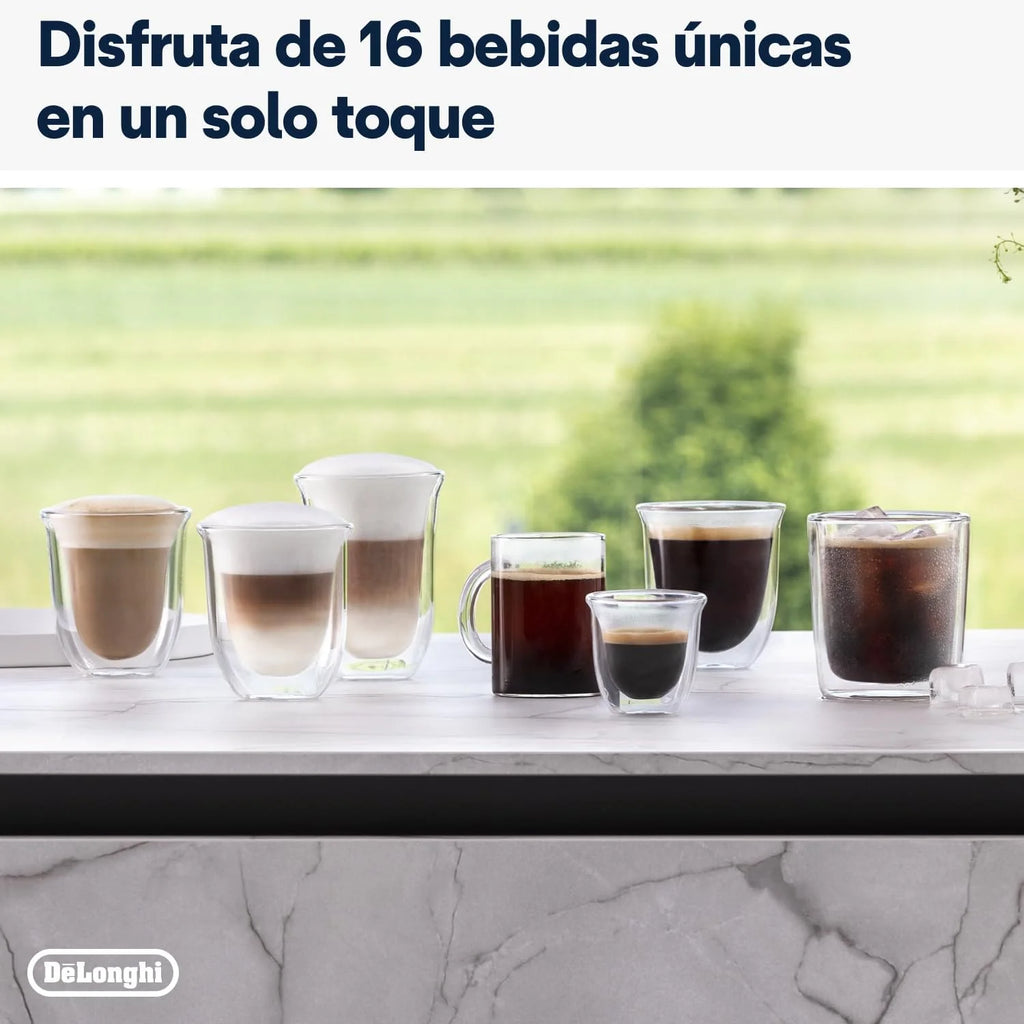 De'Longhi Rivelia EXAM440.55.G, Cafeteira Superautomática com LatteCrema Hot, Espumador de Leite Automático, Tamanho Compacto, 16 Receitas, Ecrã Tátil a Cores, Cinzento