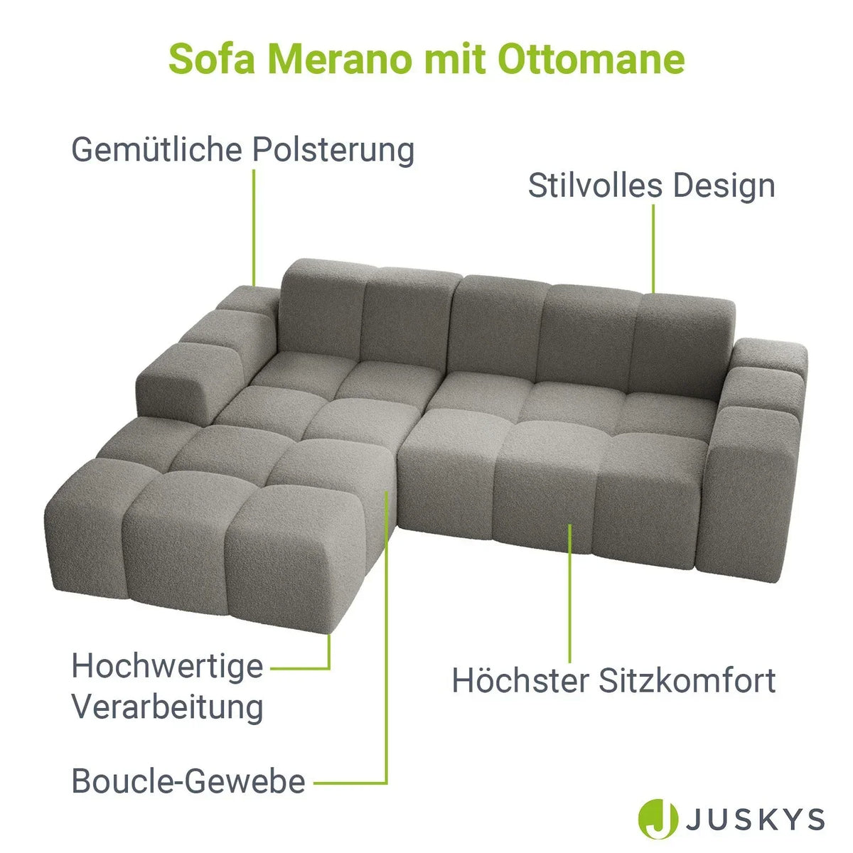 2026 Sofá de canto Merano – Elegância moderna e conforto excepcional