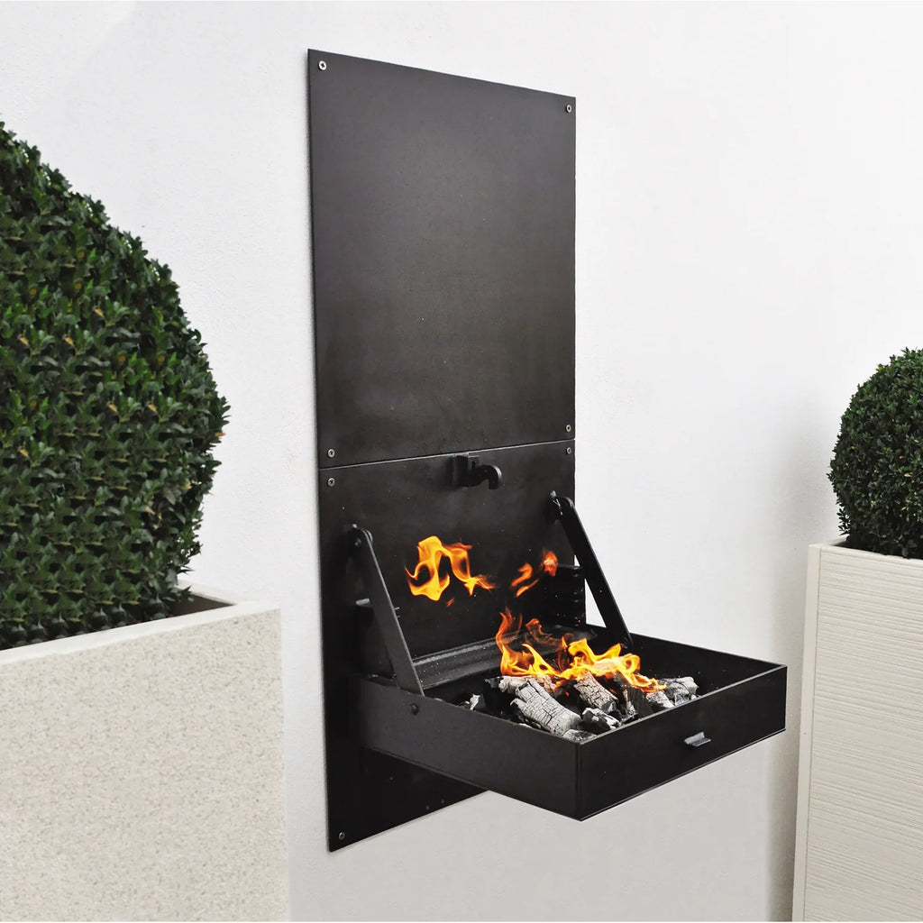Tuozi - Churrasqueira De Alvenaria Para Lenha E Carvão Modelo Wall Ibbq Com Placa De Proteção (preto - 58,5 X 57 X 114 Cm) Ref: 4200/2