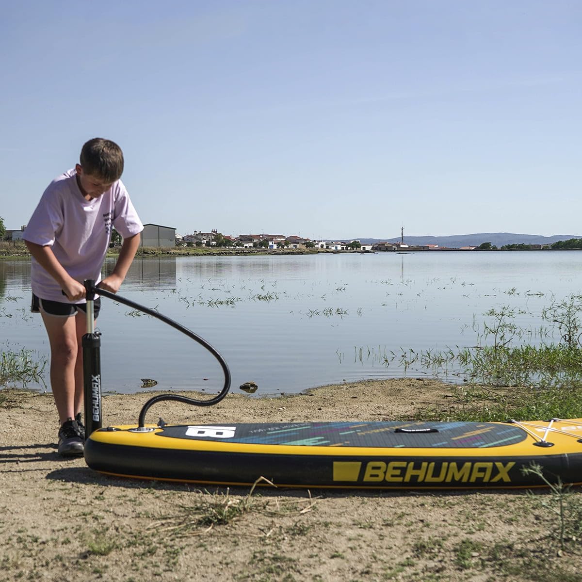 BEHUMAX - Prancha de Stand Up Paddle Inflável Be Wave Kids 8.6" Superfície Antiderrapante, Remo Destacável, 260 x 76 x 15 cm, 15 PSI, Kit Especial de Acessórios