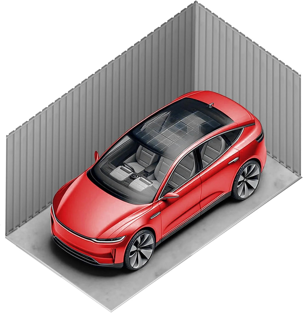 Wasabi - Garagem Metálica 19,52m2 Jarama – Portão Amplo Enrolável - Abrigo Exterior para Carros - Fecho de Segurança com Chave - Porta Lateral Pedonal - Garagem de Armazenamento para Jardim – 576x338x243cm