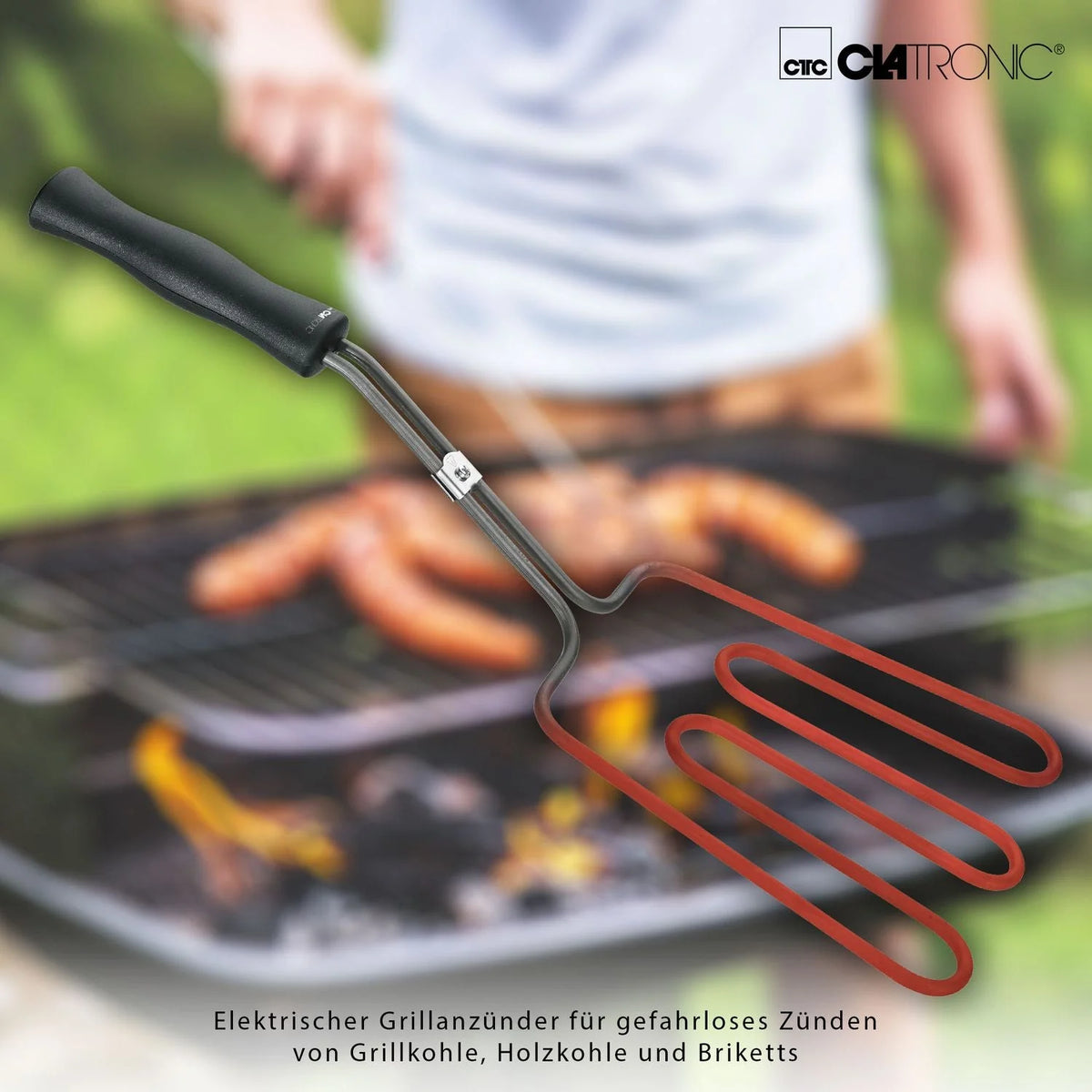 Acendedor Elétrico para Churrasqueira, Mínima Emissão de Fumaça, Prata 800w Clatronic Ega 3404