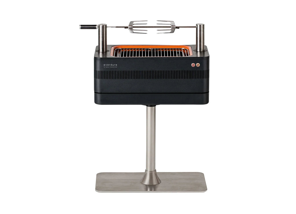 Churrasqueira a Carvão com Ignição Elétrica de 2026 – Ignição Rápida Fast Flame™ de 1400 W – Inclui Espeto Giratório (15 kg) e Suporte