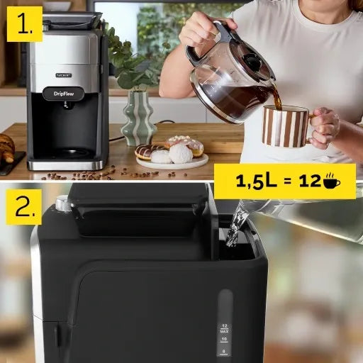 Máquina de Café Expresso com Moedor de Grãos Yoer 1520W 1,5L + Programador