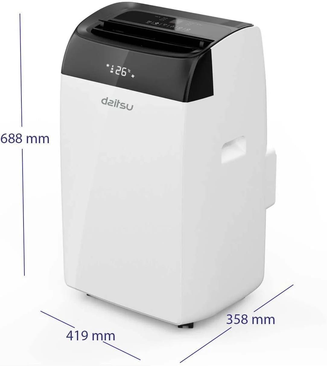Daitsu - Ar Condicionado Portátil Frio, Calor, Desumidificador e Ventilador | 4 em 1 | Alisios Premium APD12FCX | Compacto e Silencioso | Controlo Remoto | Para Casa ou Escritório até 30 m²