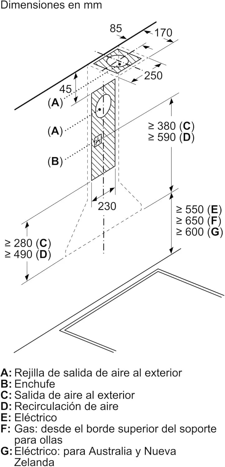 Balay - Coifa Decorativa de Parede Piramidal, 90 cm de largura, 3 potências de extração, Instalação em Saída de Fumaça ou Recirculação, Aço Inoxidável, 3BC696MX