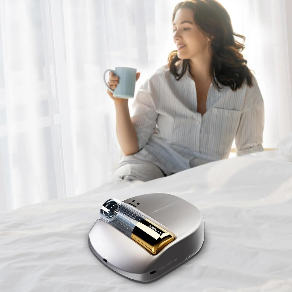 Robô X1, Aspirador de Ácaros, Navegação Inteligente, Limpeza Automática de Cama, Mãos Livres, Detecção de Bordas, Quatro Modos de Limpeza, 55dB Silencioso, Sucção de 14AW