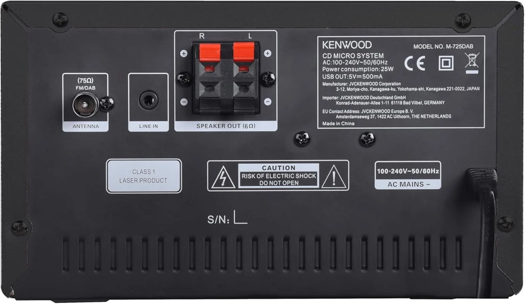 Microcadena HiFi Kenwood M-725DAB-B com CD, USB, Dab+ e Bluetooth Audio-Streaming. Cor: Preto - Mini Aparelho de Som para casa