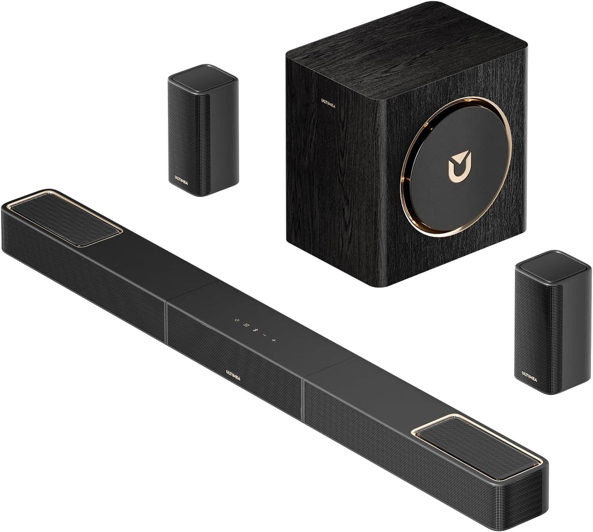 Barra de Som ULTIMEA 5.1.2ch com Dolby Atmos, Alto-Falantes Superiores de Disparo para Cima, Subwoofer Sem Fio e 2 Traseiros, 460W, HDMI eARC, BT 5.4, Sistema de Home Theater Skywave F40 Boom