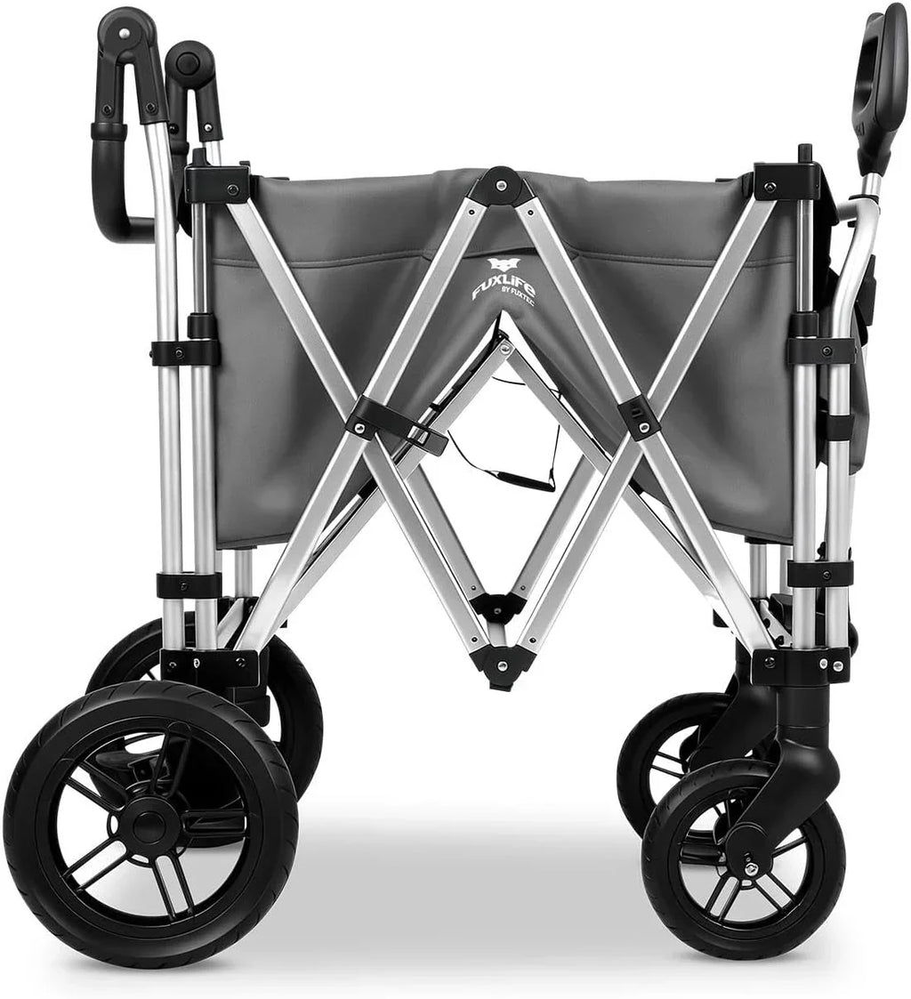 FUXTEC FX-CTL900 Premium Cinza, Carrinho Dobrável Original para Crianças, Ideal para Jardim, Praia ou Cidade, Empurrar ou Puxar, Carga de até 75 kg.