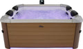 MSPA Banheira de Hidromassagem Oslo Amber – 160 x 160 x 65 cm – Banheira de Hidromassagem Inflável para 6 Pessoas com 120 Jatos de Massagem, 8 Jatos de Hidromassagem, Aquecimento PTC, Luz LED, Desinfecção por Ozono e Tampa
