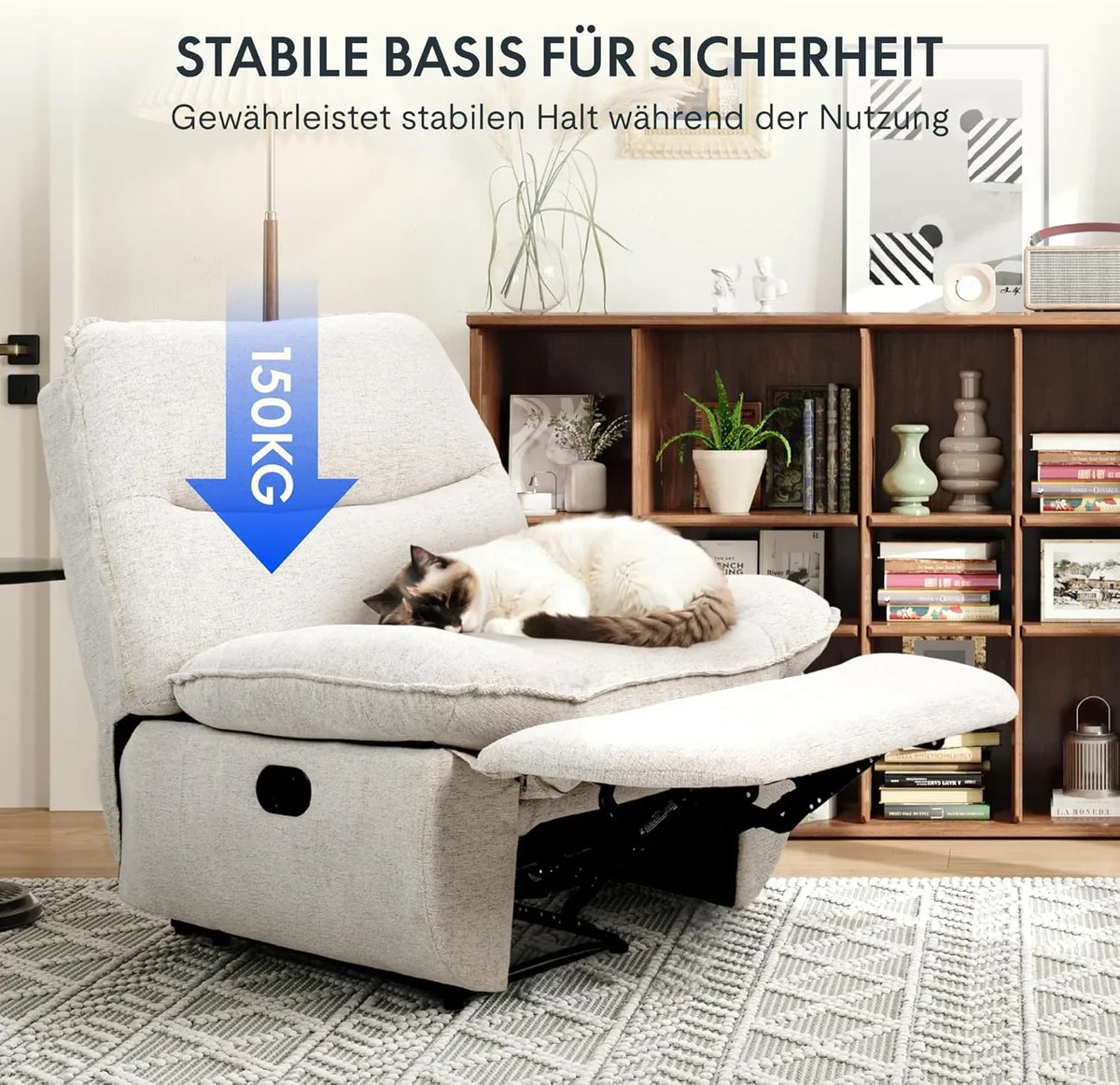 FLEXISPOT XC6 Poltrona Relax, Sofá Giratório com Função Balanço, Poltrona de TV com Encosto Ajustável, Poltrona Reclinável para Quarto, Sala de Estar e Home Theater (Beige)