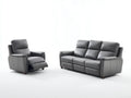 Conjunto de sofás reclináveis de couro sintético com função relax 210x95x102 cm - cinza - design moderno para sala de estar