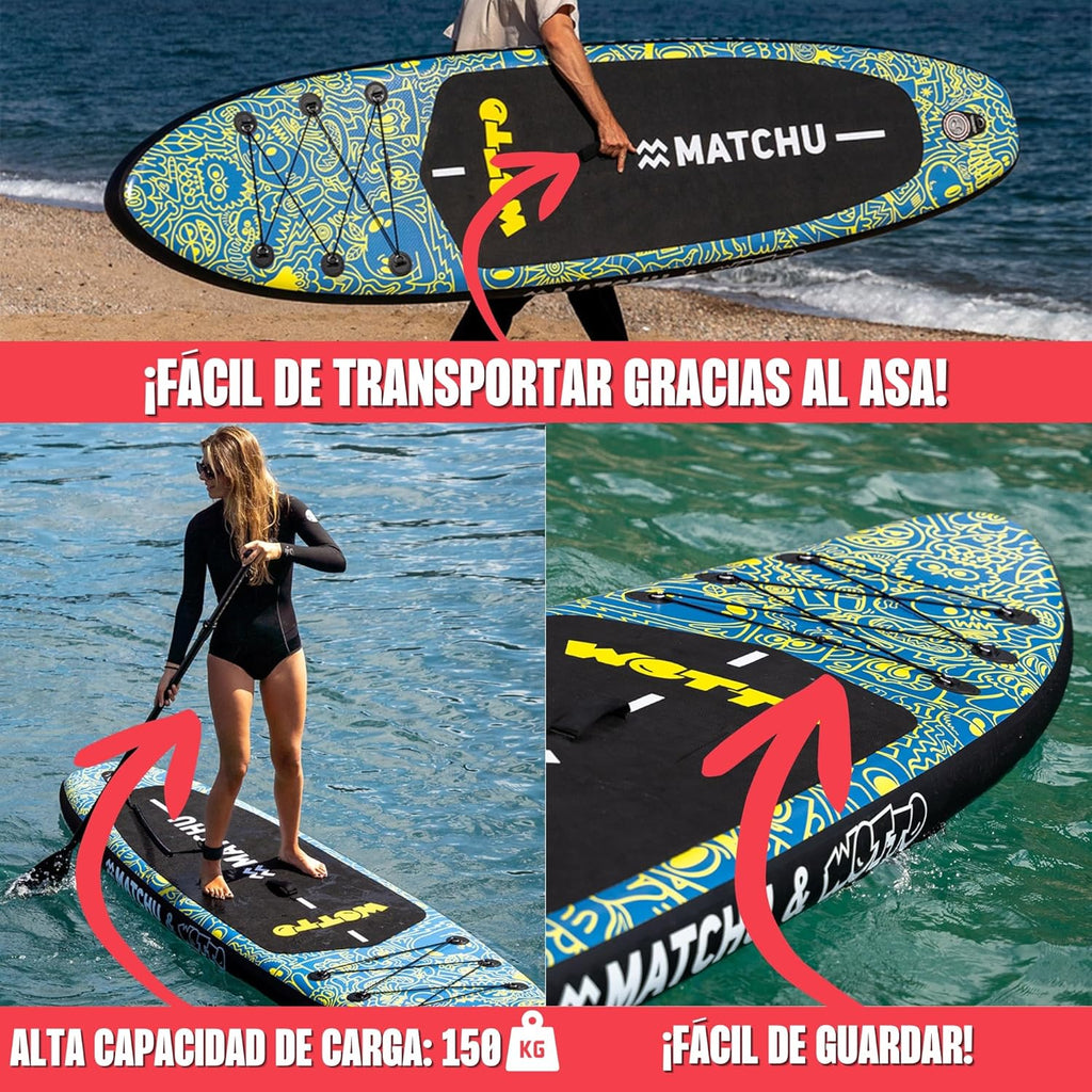 MATCHU - Prancha de SUP Inflável - Stand Up Paddle - Edição Limitada - Com Certificado - Kit Completo - 320x81x15 CM - 150 KG de Carga - Art Collection