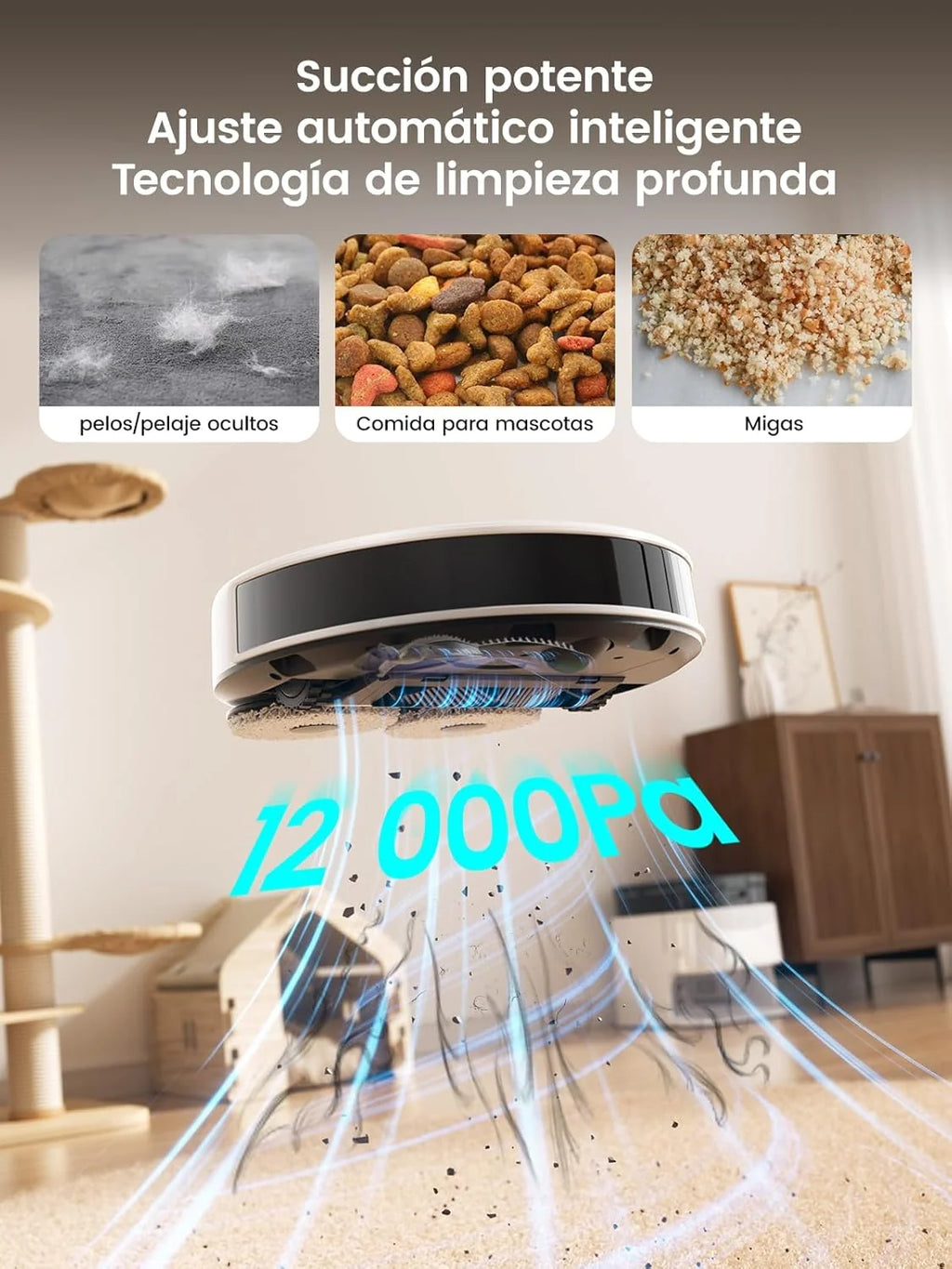 Lefant M3 Robô Aspirador e Passa Pano com Base de Esvaziamento Automático, Navegação a Laser dToF, Mapeamento Inteligente, Evitamento de Obstáculos PSD 190°, 12000Pa, Autonomia 220mins, WiFi/Alexa/APP/i Watch, 2,4G & 5G