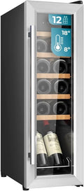 Cecotec Vinoteca de Livre Instalação Bolero GrandSommelier 1250 CoolWood. Frigorífico para vinhos com capacidade para 12 garrafas, temperatura ajustável de 8-18ºC, LED e prateleiras de madeira.