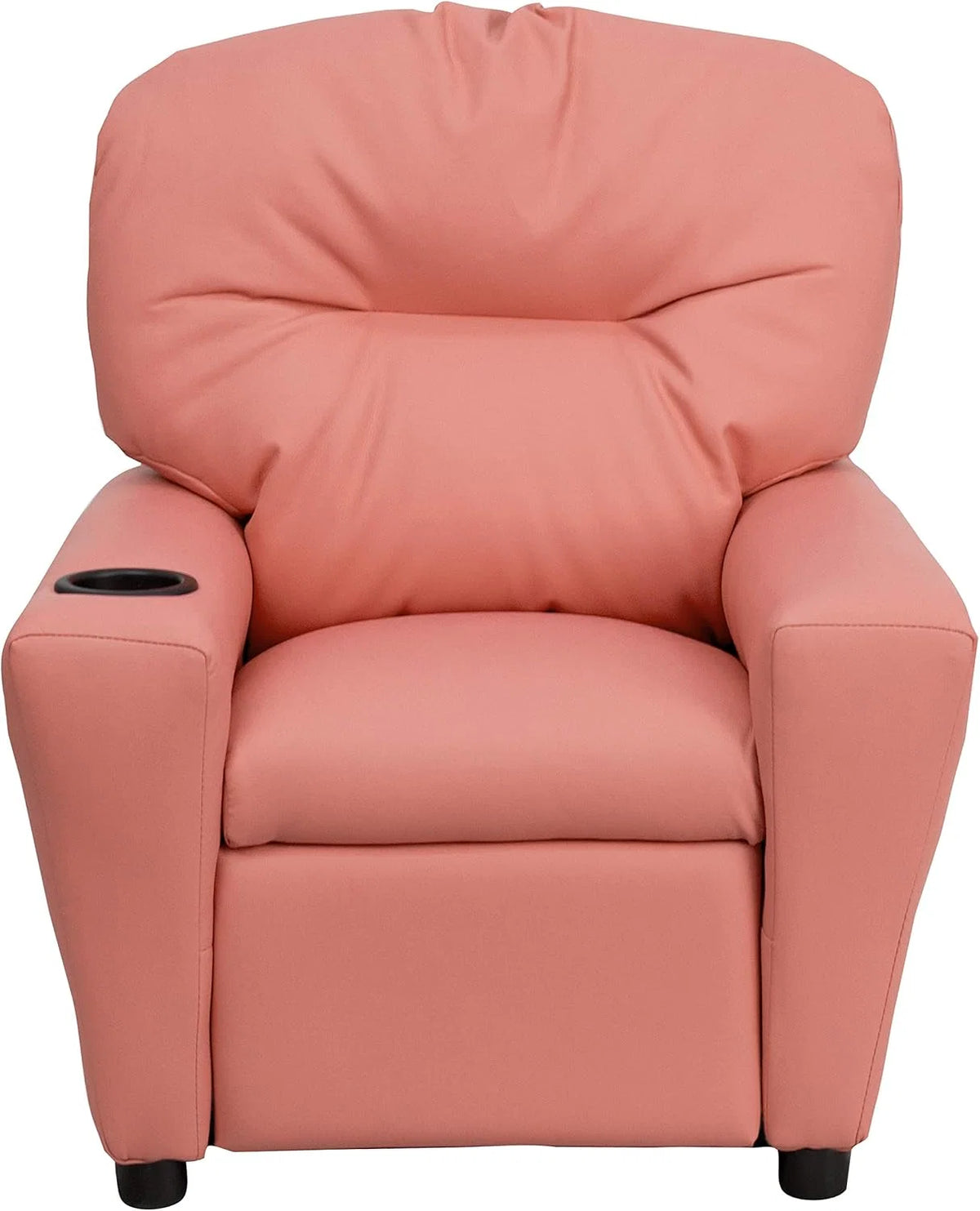 Poltrona Reclinável Infantil Contemporânea Flash Furniture com Porta-Copos, Madeira, Vinil Bege, 66,04 x 53,34 x 53,34 cm