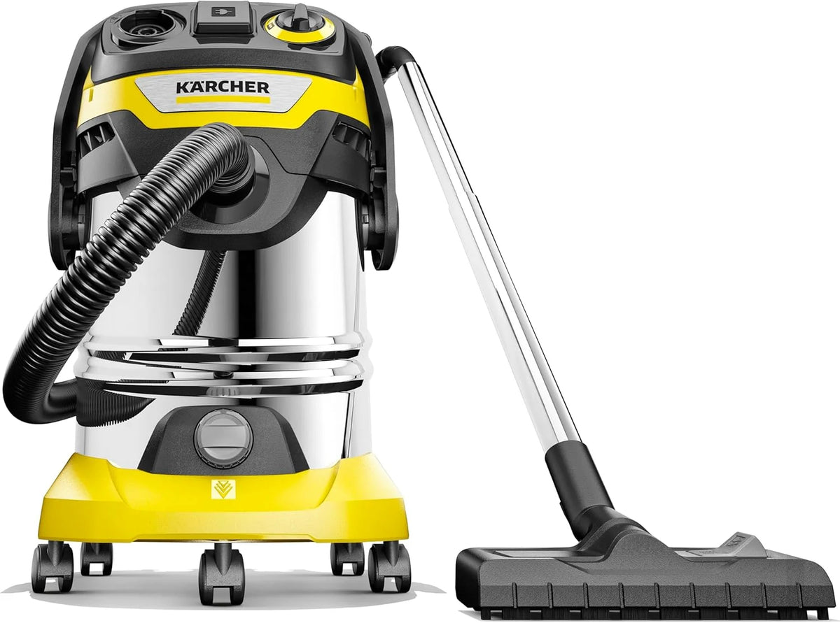 Kärcher, Aspirador de Pó e Líquidos WD 6 P S V-30/6/22/T, Filtro cartucho, 1300 W, Mangueira de aspiração de 2 m e armazenamento de mangueira, Função soprador, Amarelo/Preto, Tanque de 30 l