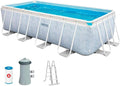 Piscina Retangular Intex Chevron Prism Frame Premium, Medidas 400x200x100cm, Capacidade 6.836 litros, Material Resistente de Camada Tripla, Inclui: filtro e Escada (55259)
