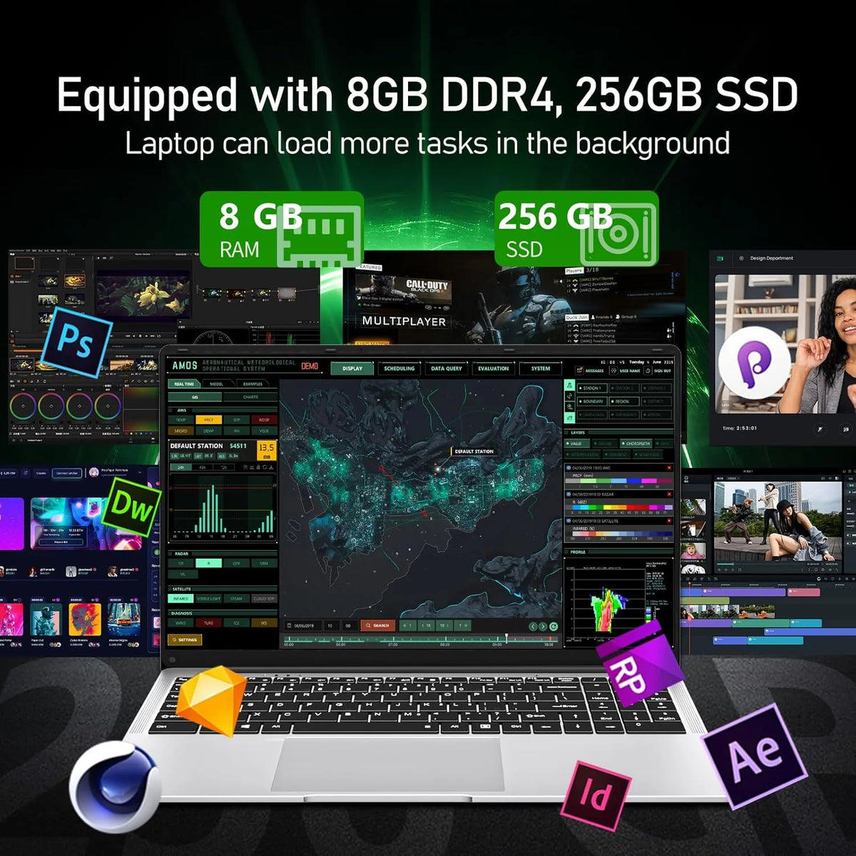 Notebook 15.6 Polegadas, PC Portátil Celeron N4000 8GB LPDDR4 256GB SSD, Computador Portátil 1920*1080 IPS FHD Tela, Notebooks Mini HDMI Laptop Win 11 Pro TF Card USB 3.0 Computador
