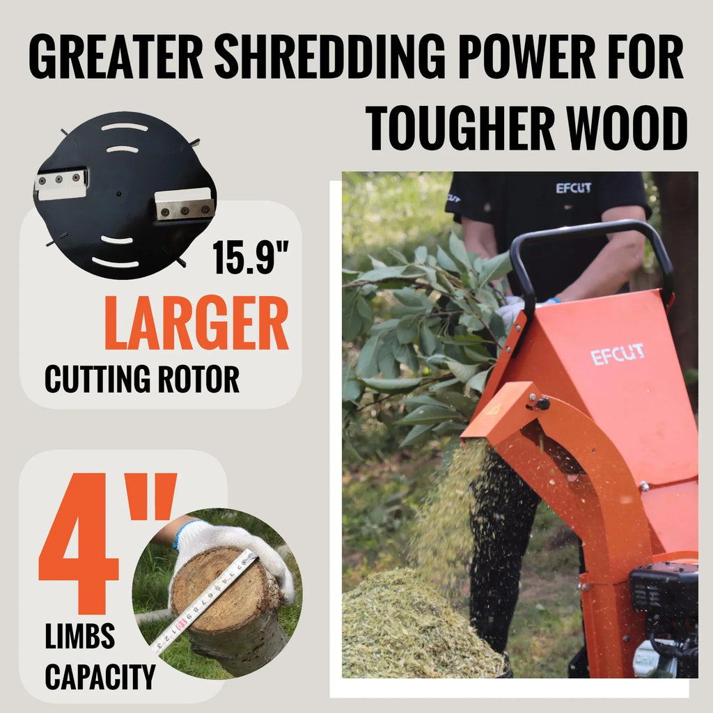 2026 Triturador de Madeira EFCUT C40 – Capacidade de 10 cm – Motor 9HP 274cc – Picador Térmico de Alto Desempenho