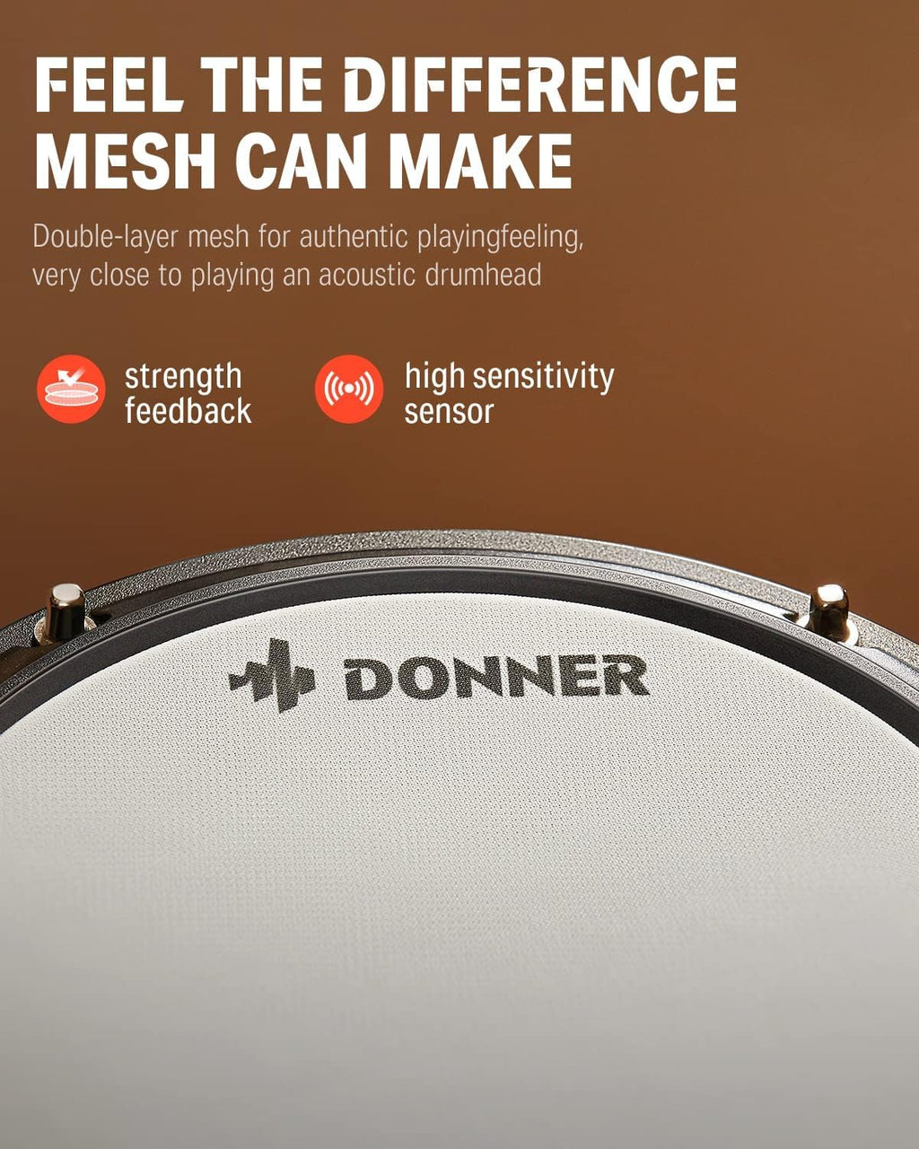 Bateria Eletrônica Musical Donner DED-80 de 7 Peças com Pads de Mesh, 180 Sons, Banco de Bateria, Fone de Ouvido, Baquetas, Presente de Natal de Aniversário para Crianças, 40 Aulas Melodics