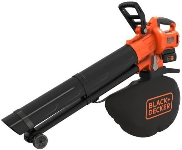 BLACK+DECKER Soprador, Aspirador e Triturador de Folhas sem Fio de 36V, com Saco Coletor de 45L e Bateria de Lítio de 2.5Ah, BCBLV3625L1-QW