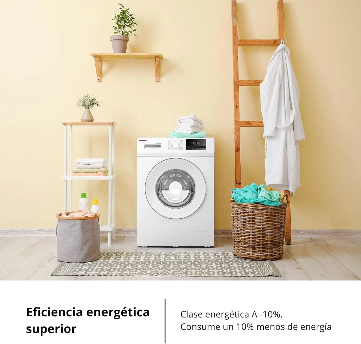 Corberó - Máquina de Lavar Roupa de Carregamento Frontal Premium 8kg | CLT8BL1424 | 1400 Rpm | Motor Inverter, 16 Programas, Início Diferido 3-24 Horas, Lavagem Rápida de 15-30 Min., Porta XXL | Branco