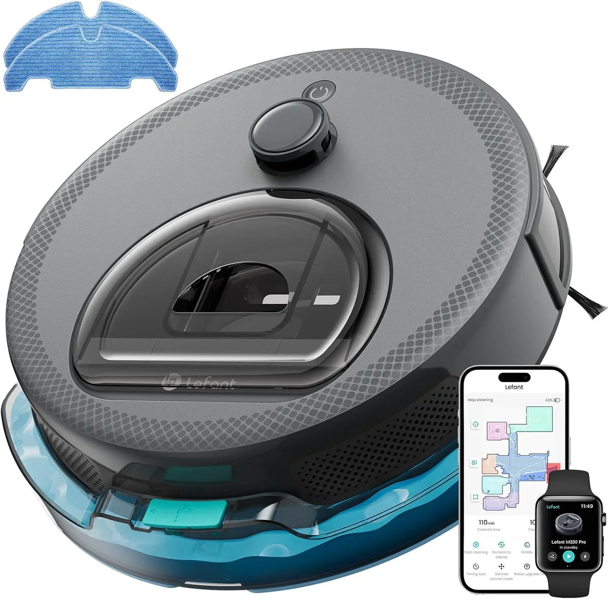 Aspirador Robô e Passador de Pano Lefant M330 Plus BN1