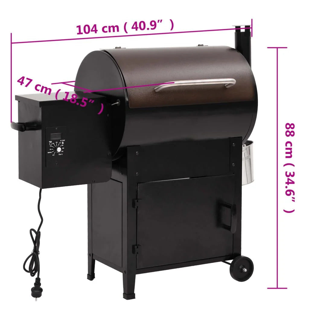 Churrasqueira a Pellet com Chaminé em Ferro Preto 104 cm Vidaxl