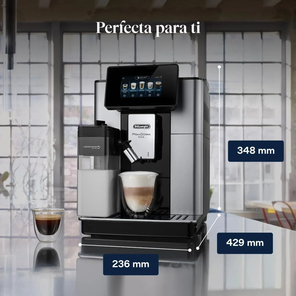 Cafeteira De'Longhi Perfetto Primadonna Soul ECAM612.55.SB Superautomática para Café e Cappuccino com Sistema de Leite LatteCrema, Tecnologia Bean to Cup, 18 Bebidas, Controle por Aplicativo