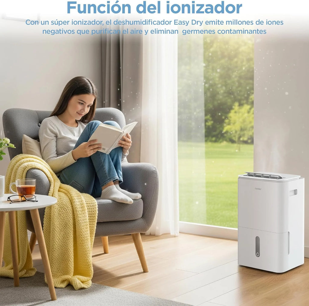 Desumidificador COMFEE' de 16L Silencioso | WiFi/App, Modo Secagem de Roupa e Auto Anti-Humidade, Purificador Elétrico Antibacteriano, mofo e Condensação | Ideal para divisões até 45m2/120m3