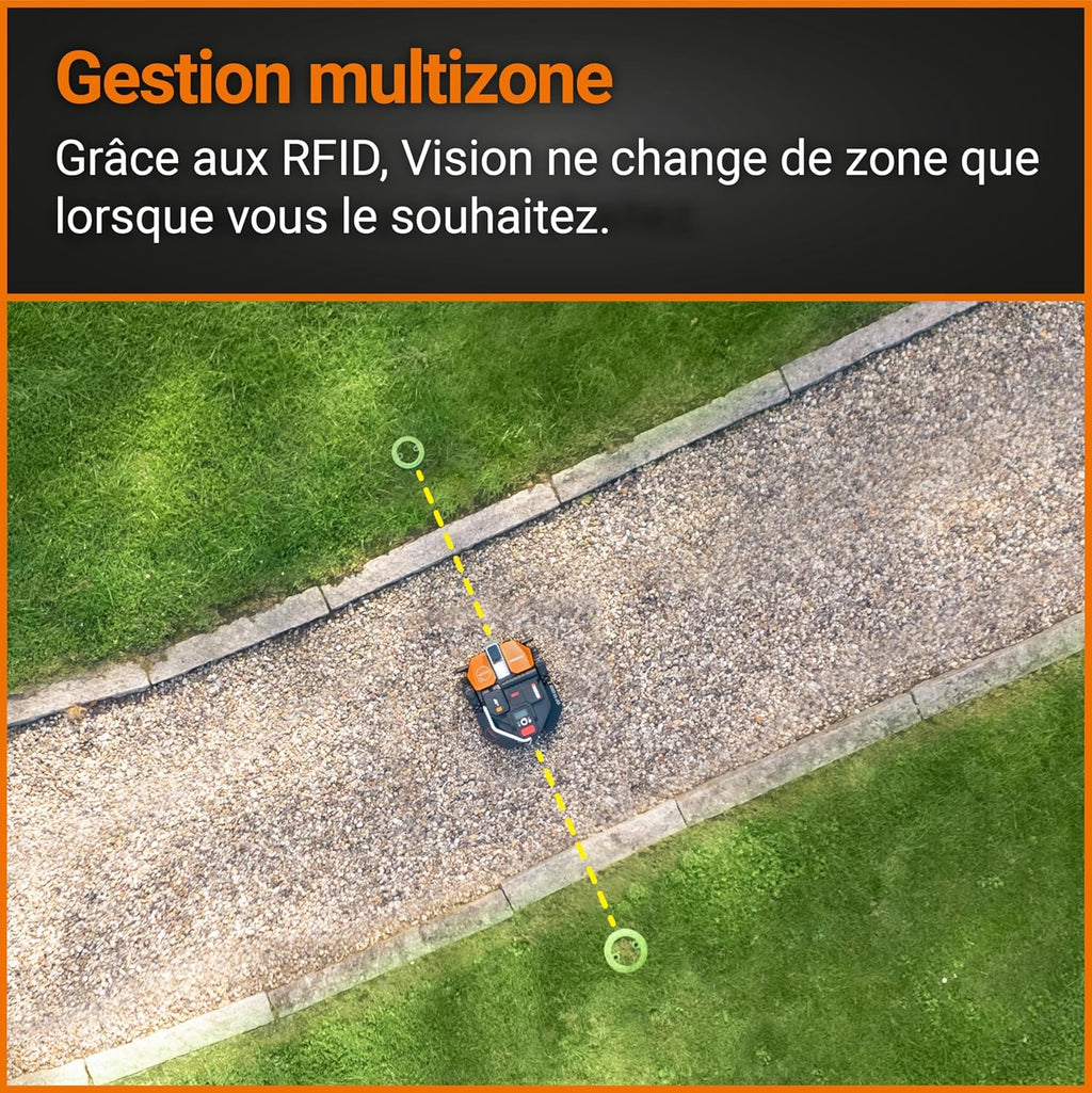 WORX Landroid Vision S250 WR202E Robô Cortador de Grama para Jardins de até 250 m² – Robô Cortador de Grama Inteligente sem Fio Delimitador – WiFi e Bluetooth – Prevenção Ativa de Obstáculos com