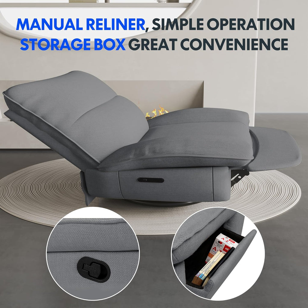 FLEXISPOT XC6 Poltrona Reclinável, Sofá Giratório com Função Balanço, Poltrona de TV com Encosto Ajustável, Poltrona para Quarto, Sala e Home Theater (Beige)