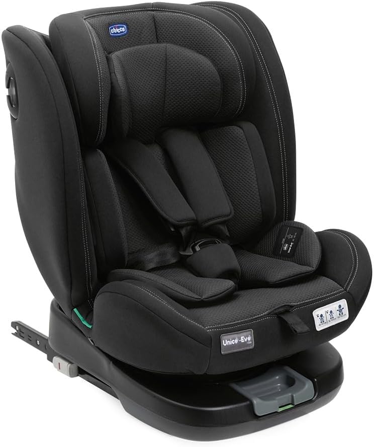 Chicco Unico EVO I'Size Classic, Cadeira Auto ISOFIX para Bebés e Crianças de 40 a 150 cm, Grupo 0123 Desde Recém-nascido até 12 Anos, Rotativa 360º, Redutor, Ajustável e Proteção Lateral, Preta