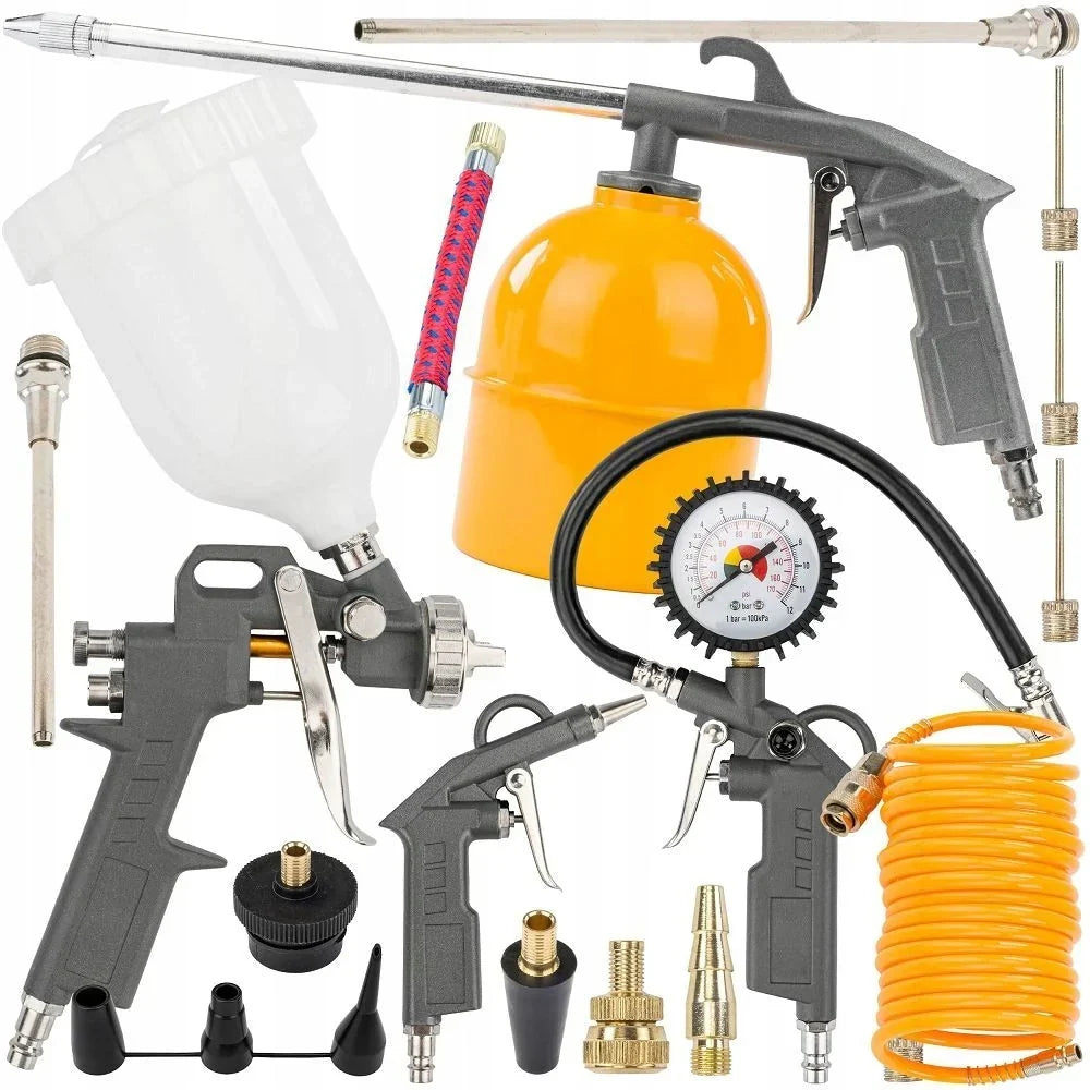 COMPRESSOR DE AR A ÓLEO 50L 3,8HP 8BAR + CONJUNTO DE ACESSÓRIOS PNEUMÁTICOS
