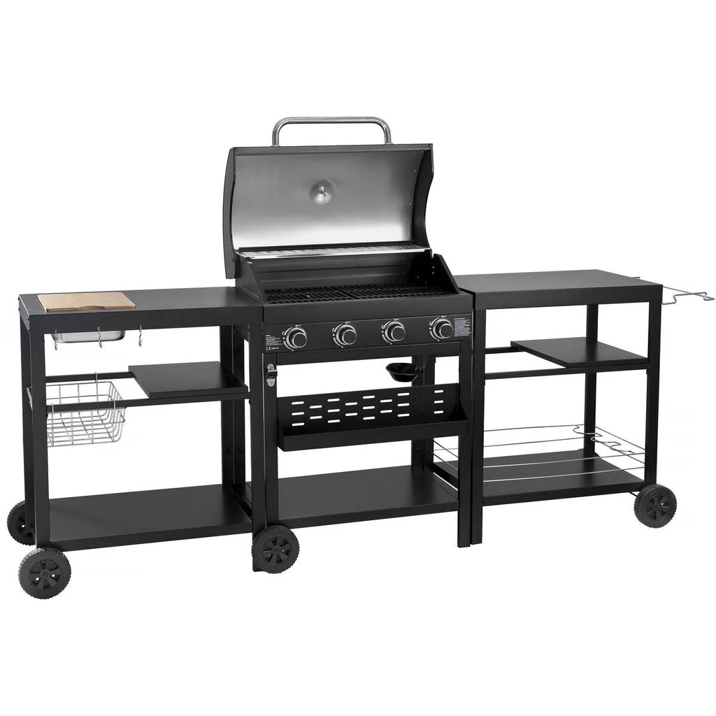 Churrasqueira a Gás para Cozinha Externa - 12 Kw - 4 Queimadores - Preta