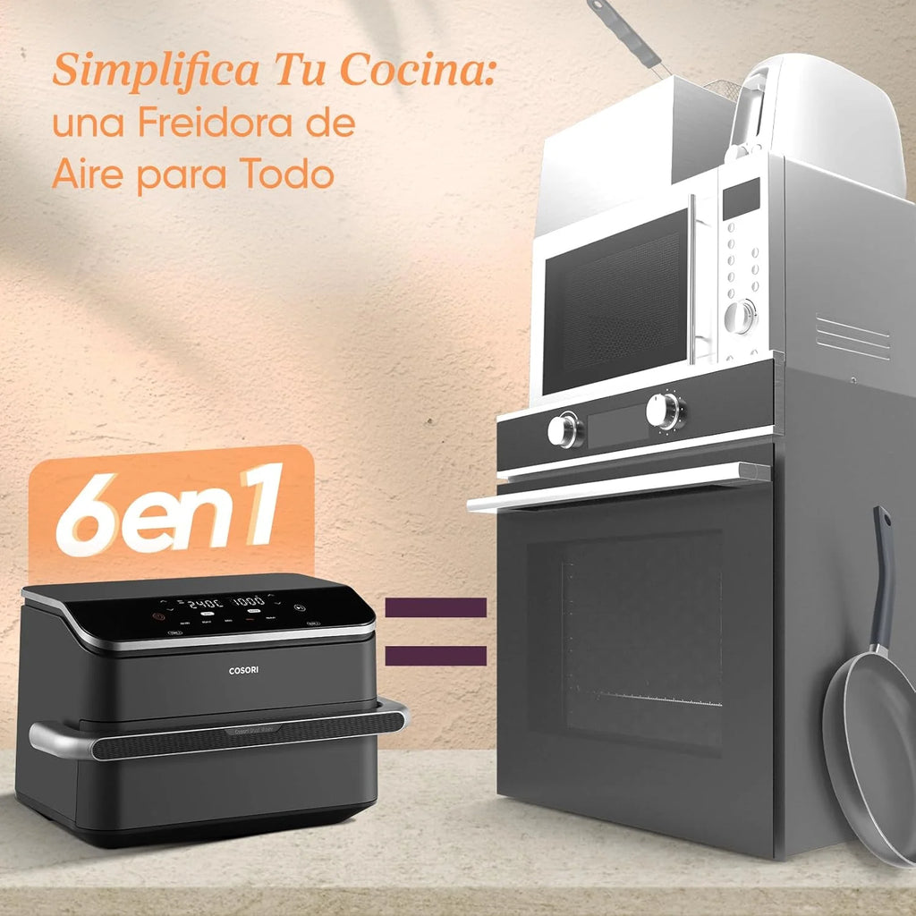 Cosori Fritadeira de Ar Dual Blaze TwinFry 10 Litros-True Metal-Resistência Dupla 2800 W (35–240 °C)-Divisor para Zonas da Grande Cesta Dupla-6 Funções-Smart WiFi-Máx 10 Pessoas-Fácil de Limpar