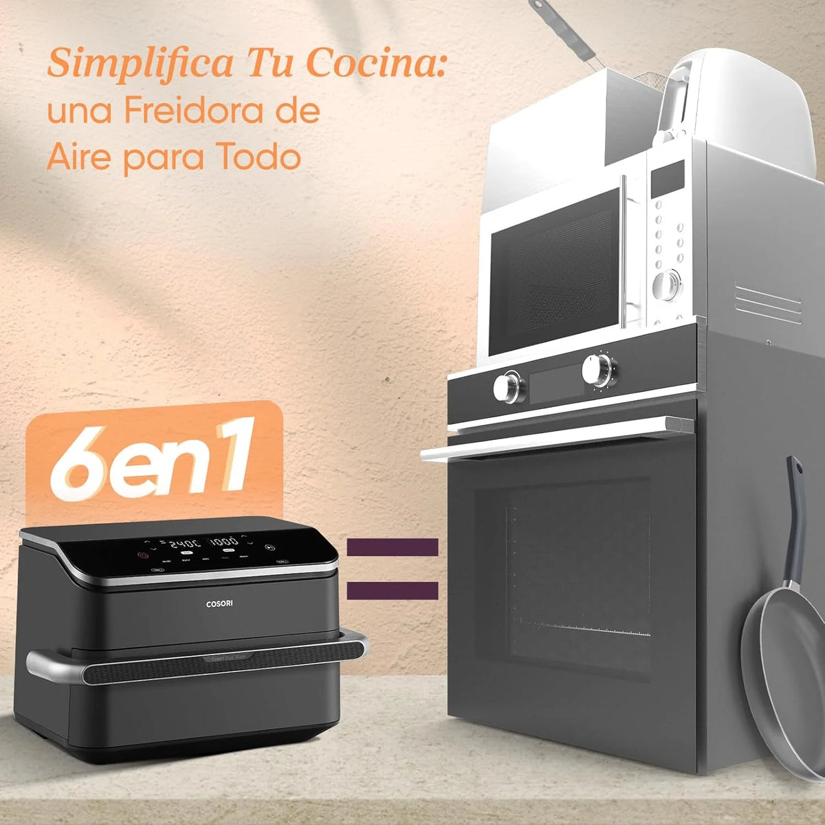 Cosori Fritadeira de Ar Dual Blaze TwinFry 10 Litros-True Metal-Resistência Dupla 2800 W (35–240 °C)-Divisor para Zonas da Grande Cesta Dupla-6 Funções-Smart WiFi-Máx 10 Pessoas-Fácil de Limpar