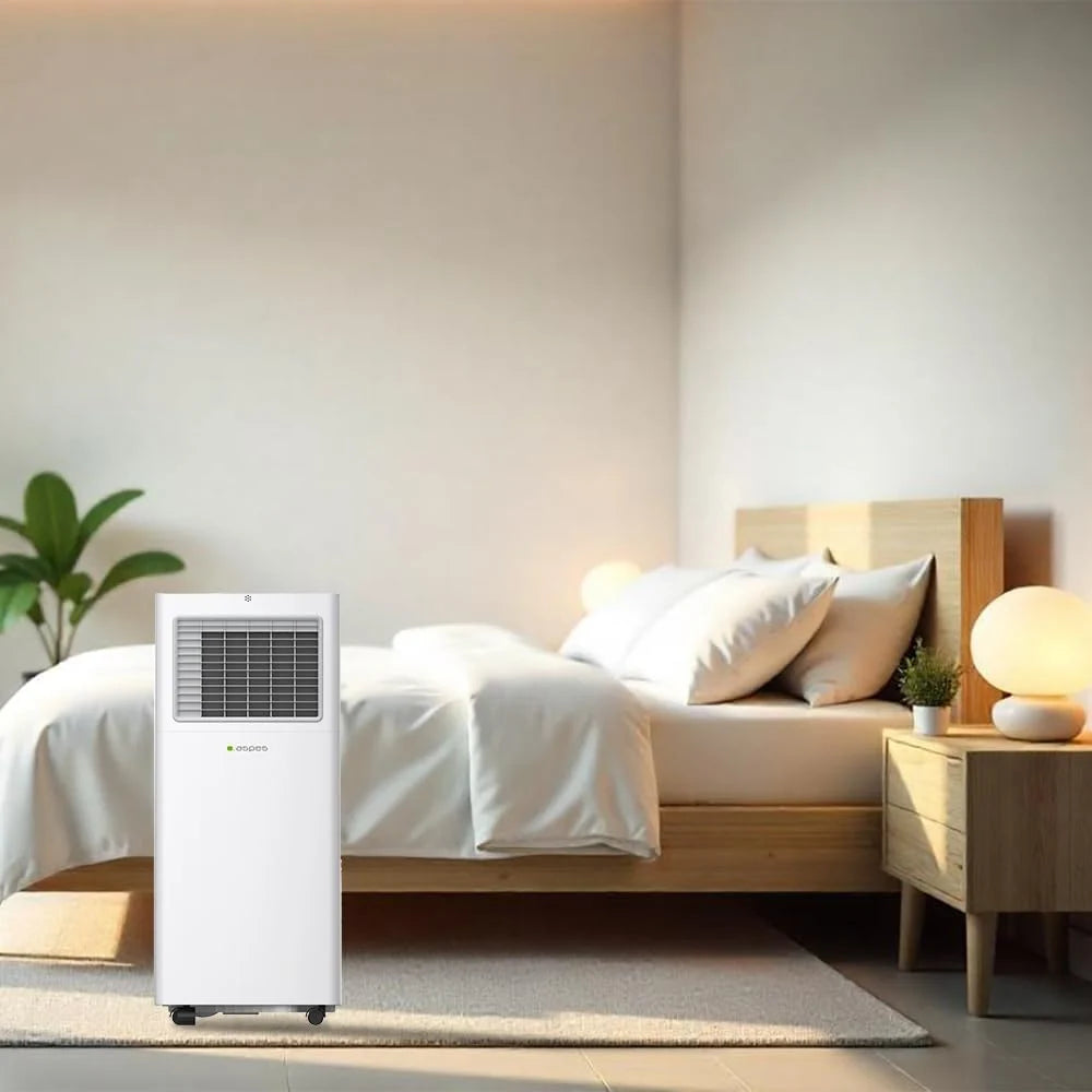 Aspes Aparelho de Ar Condicionado Portátil, 9000 BTU. AAAP900F. Só Frio, Display LED Tátil, Temporizador, Controlo Remoto, Kit de instalação de janela incluído, Classe Energética A