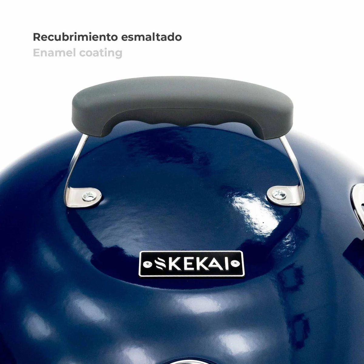 Churrasqueira A Carvão Portátil Com Rodas Kekai Yellowstone 58x47x100 Cm Redonda Com Tampa E Acendedor Esmaltado Em Azul