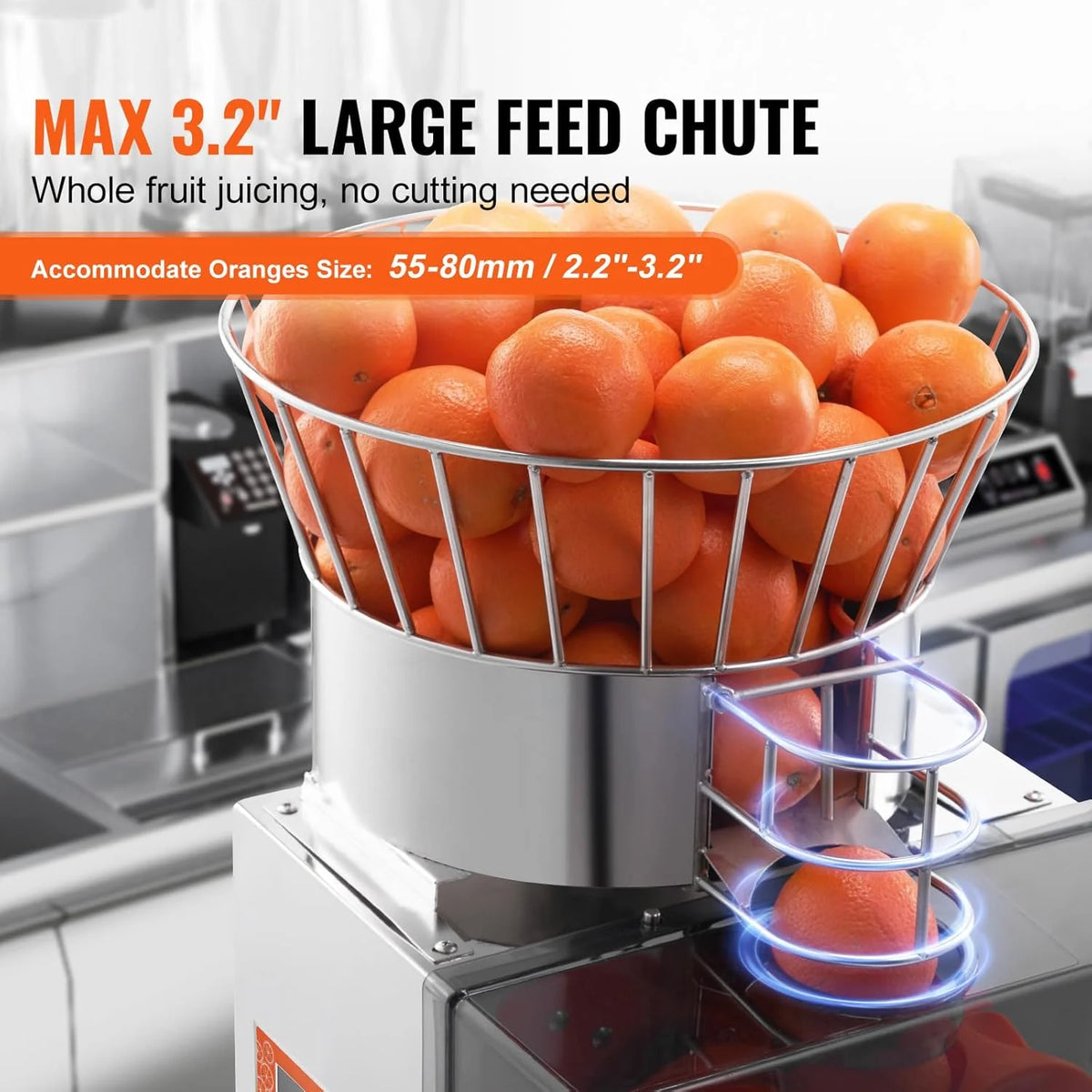 VEVOR Espremedor de Cítricos Elétrico 120 W Extrator de Suco de Laranja Comercial Automático com Filtro Removível, Balde Coletor de Polpa e Torneira para Restaurantes, Cafeterias, Frutarias