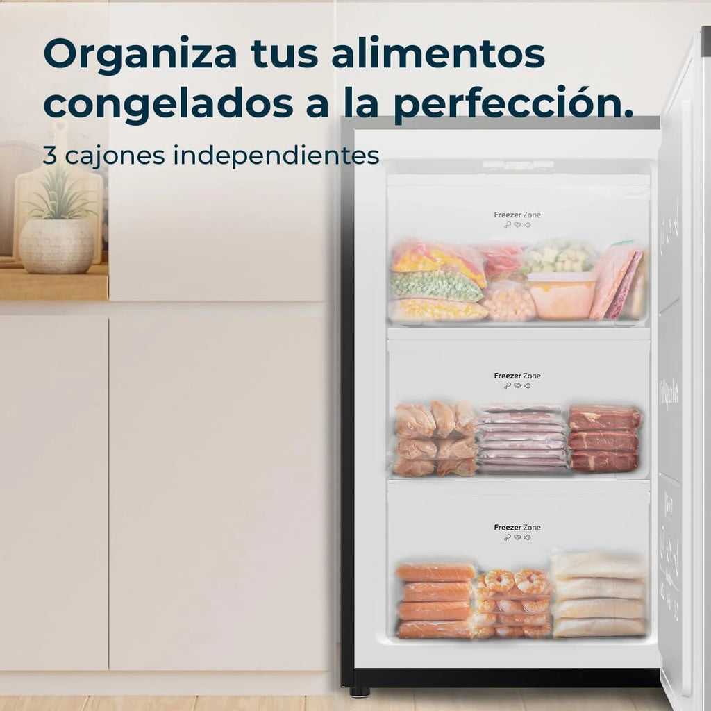 Cecotec Congelador Vertical de Bancada 87L Bolero CoolMarket TF 87 Inox. 83,6 cm de Altura e 50,6 cm de Largura, Baixo Consumo, Porta Plana e Reversível, Design Compacto, Branco