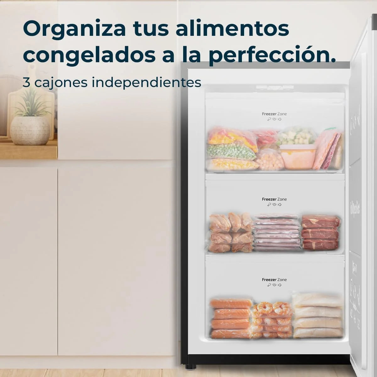 Cecotec Congelador Vertical de Bancada 87L Bolero CoolMarket TF 87 Inox. 83,6 cm de Altura e 50,6 cm de Largura, Baixo Consumo, Porta Plana e Reversível, Design Compacto, Branco