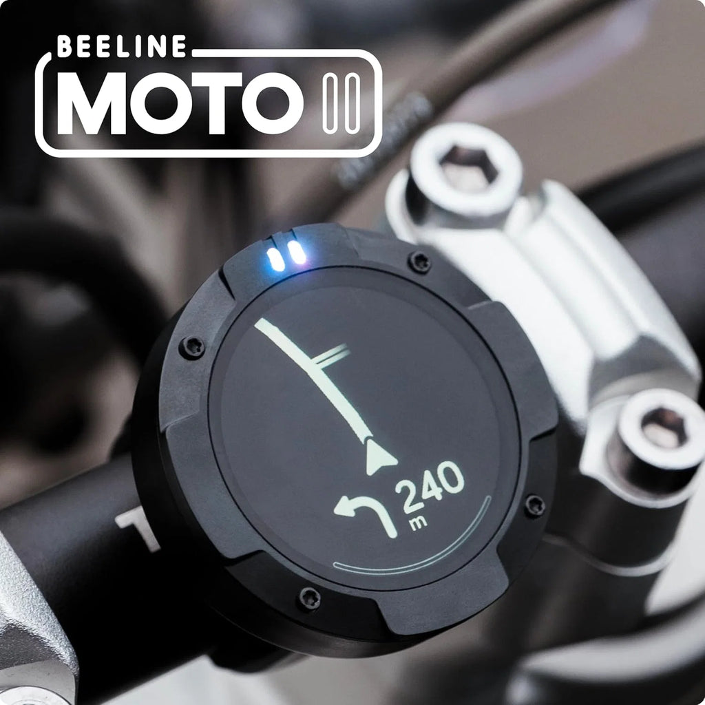 Beeline Moto II – Sistema de navegação para motos | Navegação global | Mini mapa sob demanda | 14 horas de duração da bateria | À prova d'água e poeira IP67 | Carregamento USB-C com montagem