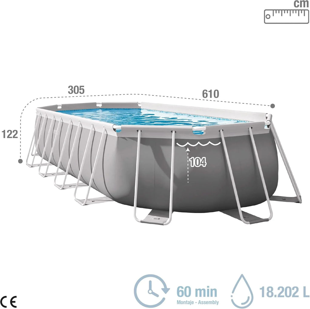 Intex 26798NP - Piscina Desmontável Oval Intex Prism Frame 610x305x122 cm com Bomba Filtrante