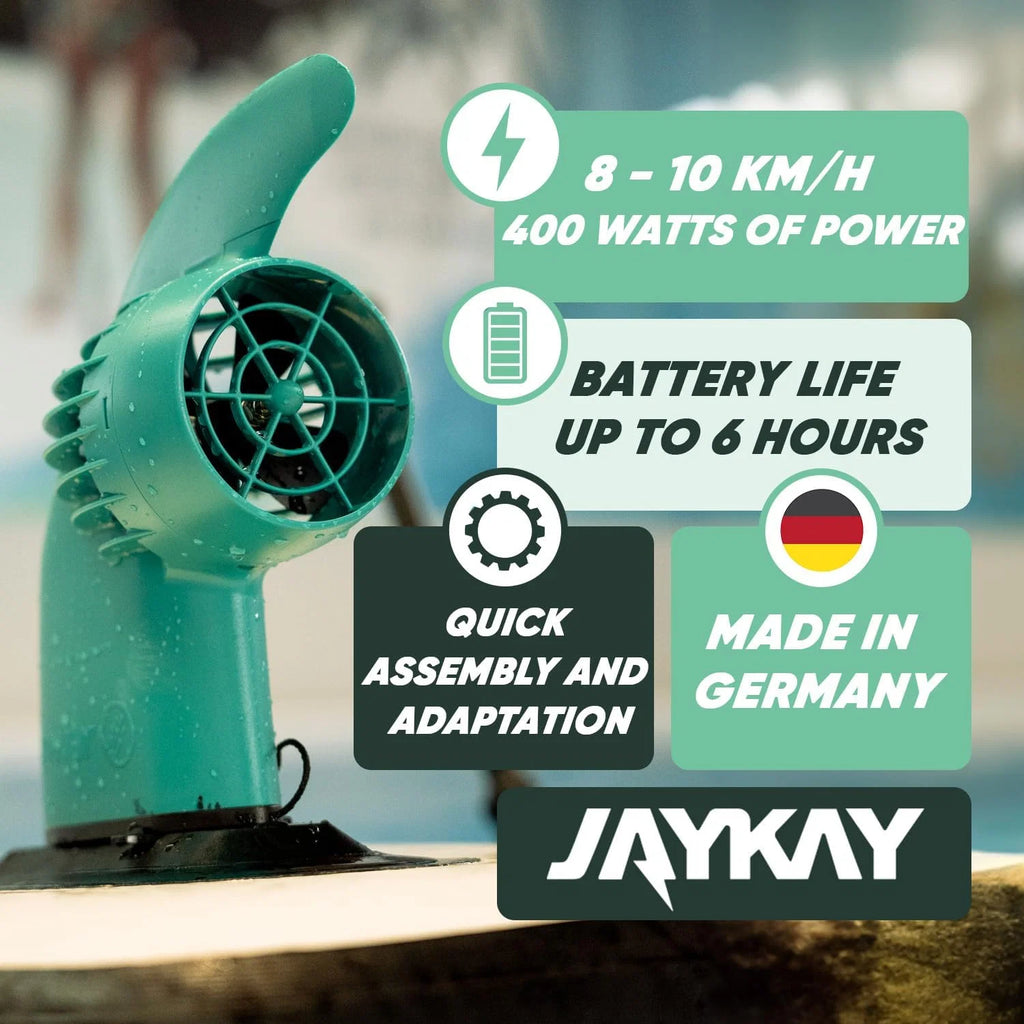 JayKay Sup E-Fin | Barbatana elétrica para prancha de Stand Up Paddle, caiaque e windsurf | até 6 horas de