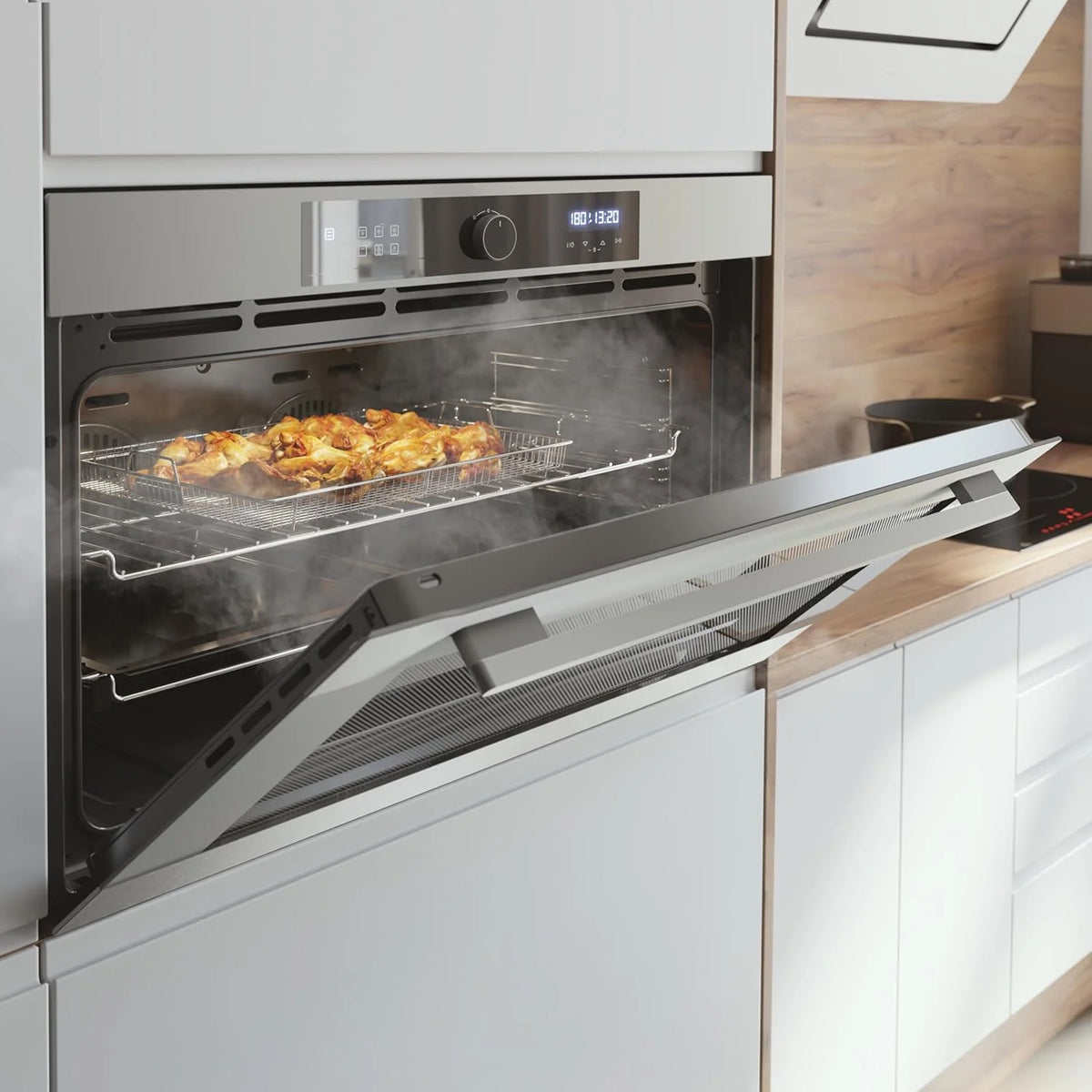 Cecotec Forno Integrável Multifunções Bolero Hexa AF319000 Inox A 3800W, 133L de Capacidade, 11 Funções com Airfryer Master, Pizza Master, Steam Asisst, Steam EasyClean, 3D Cooking, Defrost