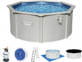 Bestway Hydrium - Piscina de Parede de Aço com Filtro de Areia, diâmetro de 300 x 120 cm, Cinza, Redonda